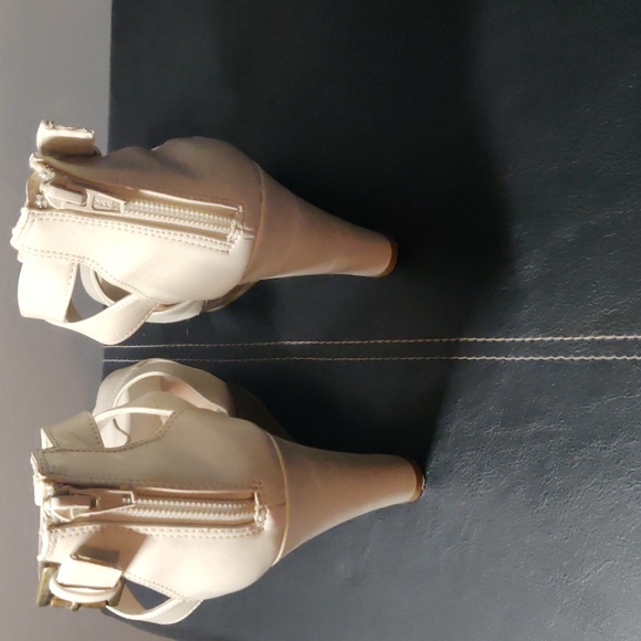 Elle T-Strap Platform Beige Heeled Sandals 8.5 - Picture 4 of 5